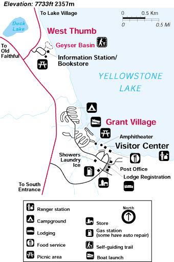 Grant Village Area Map (17K)