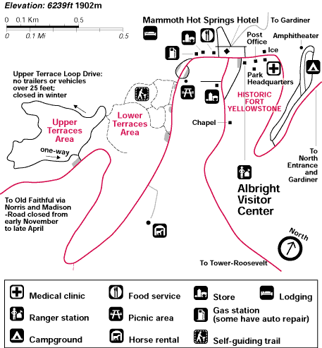 Mammoth Hot Springs Map (21K)